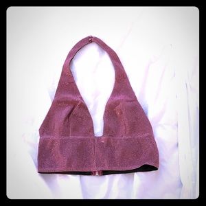 Superdown sparkly pink halter crop top